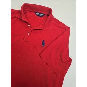 POLO Golf Ralph Lauren Big‎ Blue Pony Men's M Red S/S Vintage 100% Pima Cotton